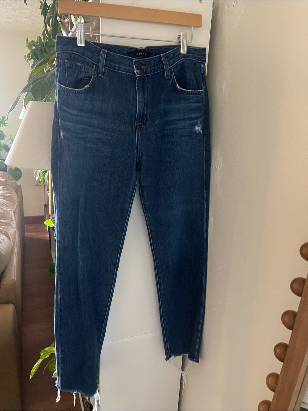 J Brand Designer Denim Dark Blue Women's Distressed Jeans